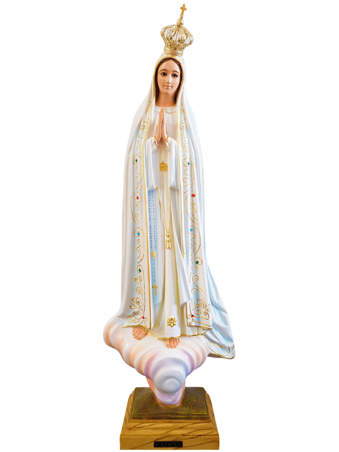 23 Inch Glass Eyes Our Lady of Fatima Statue Made in Portugal