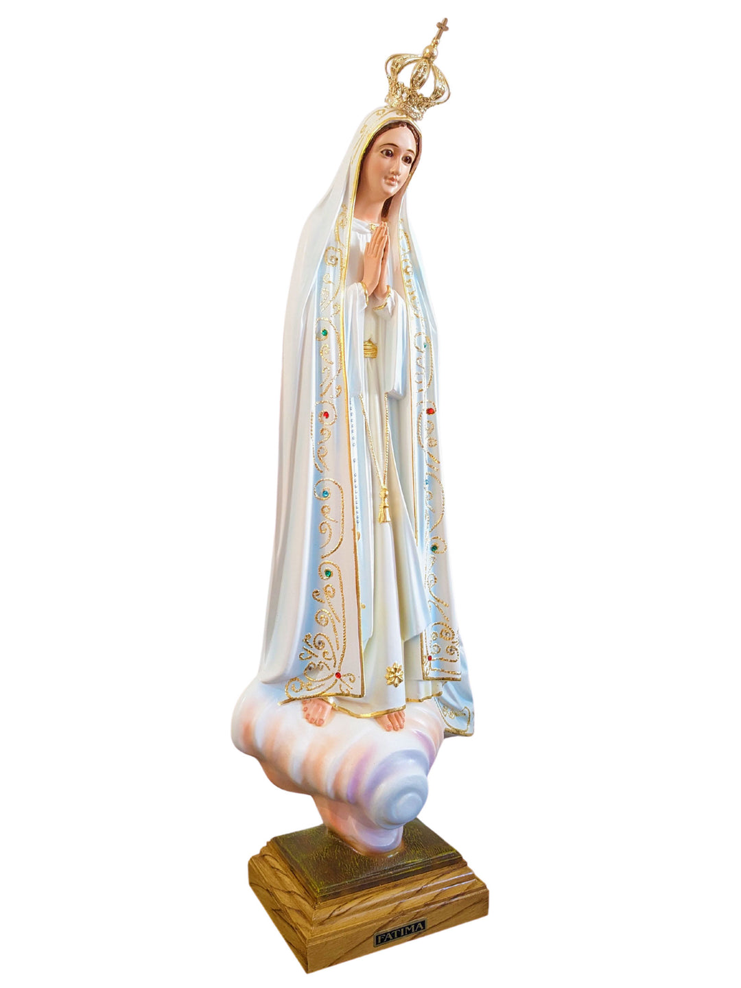 23 Inch Glass Eyes Our Lady of Fatima Statue Made in Portugal