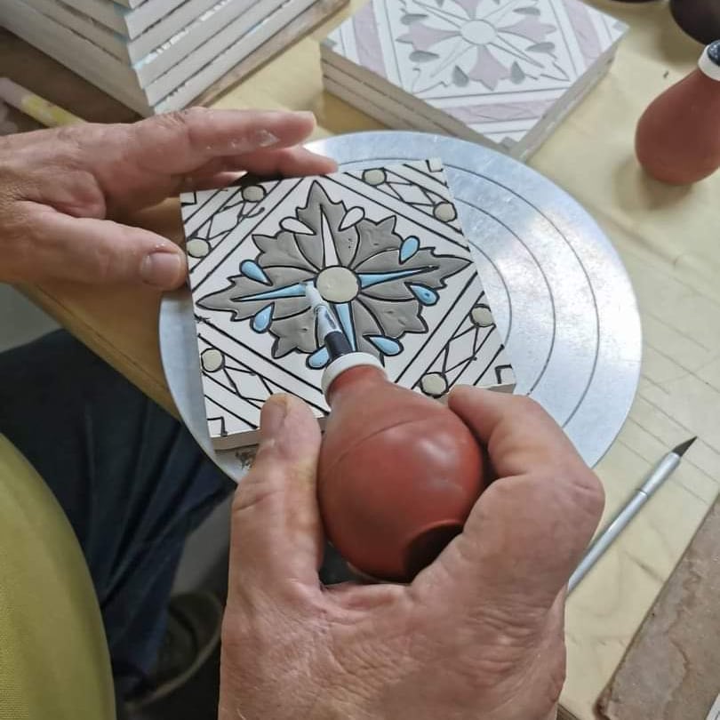 Hand painted Portuguese Ceramic Tile Round Coaster – Set of 3