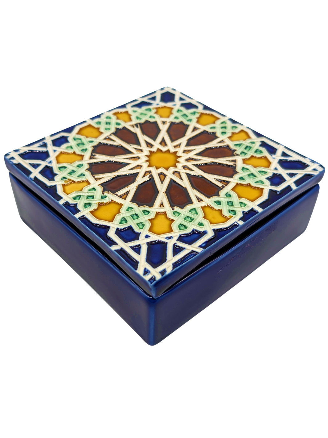 Hand Painted Portuguese Tiles Decorative Ceramic Box with Lid