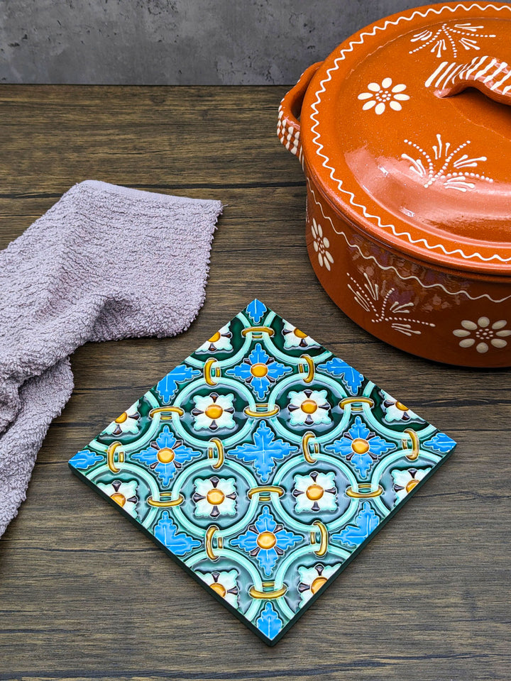 Hand painted Portuguese Ceramic Tile Square Trivet