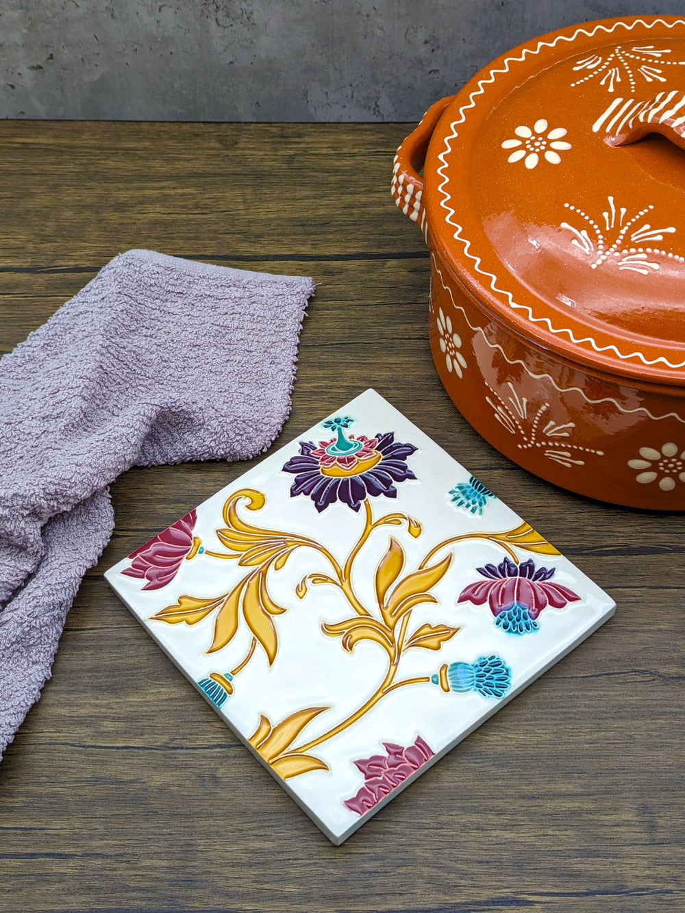 Hand painted Portuguese Ceramic Tile Square Trivet