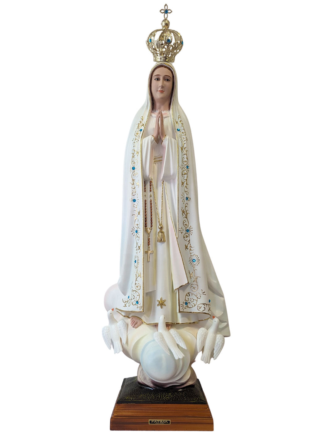 40 Inch Glass Eyes Our Lady of Fatima Statue Made in Portugal