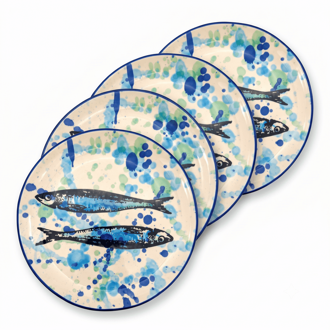 Portuguese Pottery Ceramic Dinner Plate - Splash Sardines