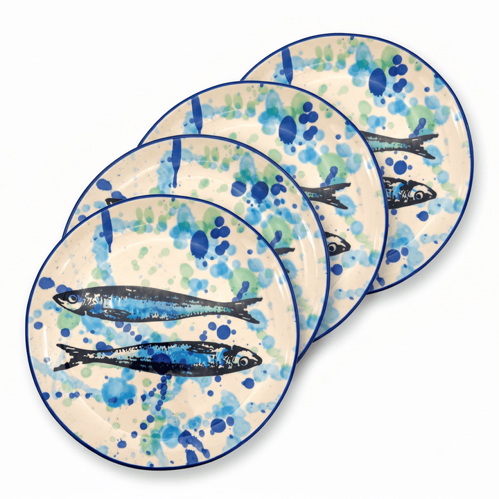 Portuguese Pottery Ceramic Dinner Plate - Splash Sardines
