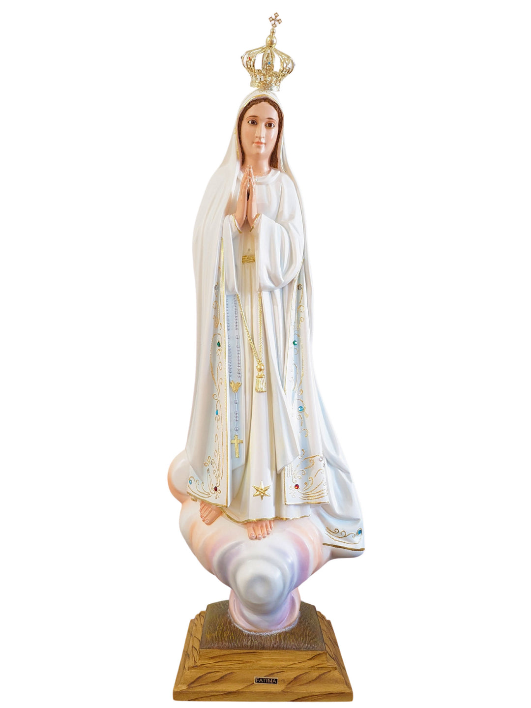 31 Inch Glass Eyes Our Lady of Fatima Statue Made in Portugal