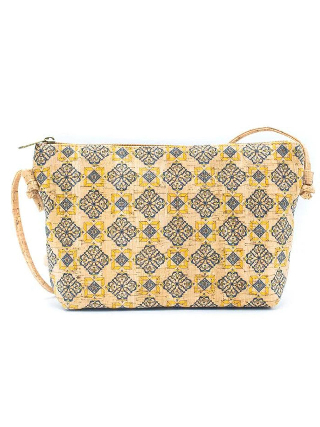 Tile Pattern Portuguese Cork Crossbody Purse for Women