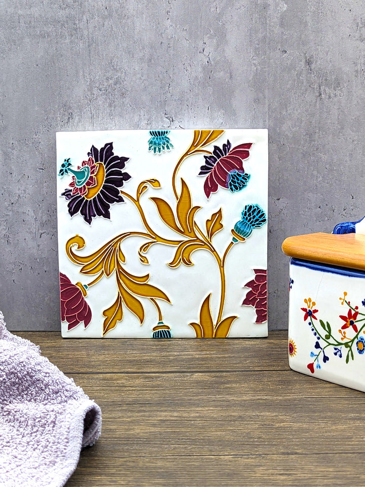 Hand painted Portuguese Ceramic Tile Square Trivet