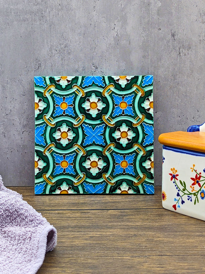 Hand painted Portuguese Ceramic Tile Square Trivet