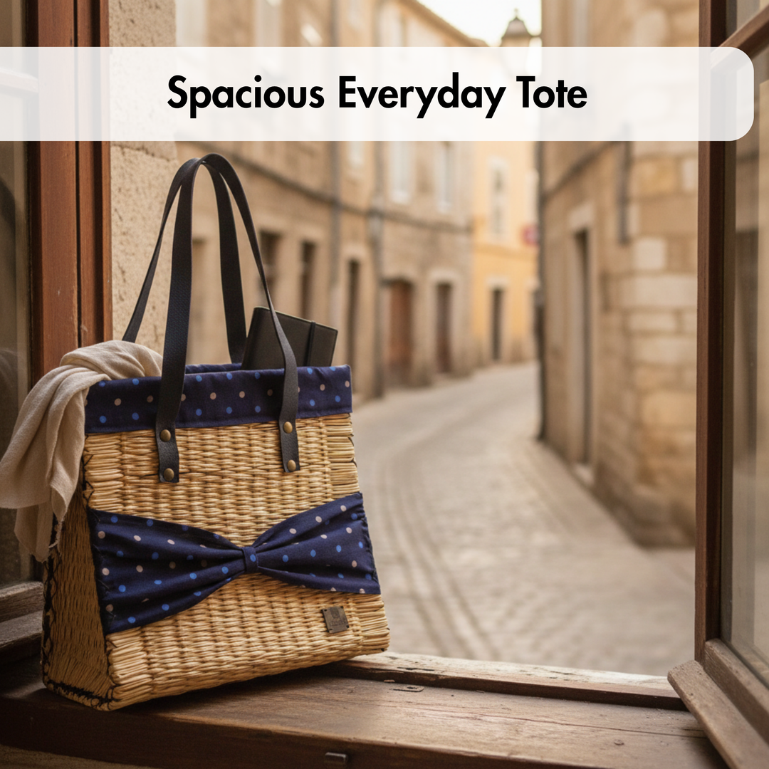 Handmade Wicker Straw Basket Beach Tote Bag for Women Made in Portugal