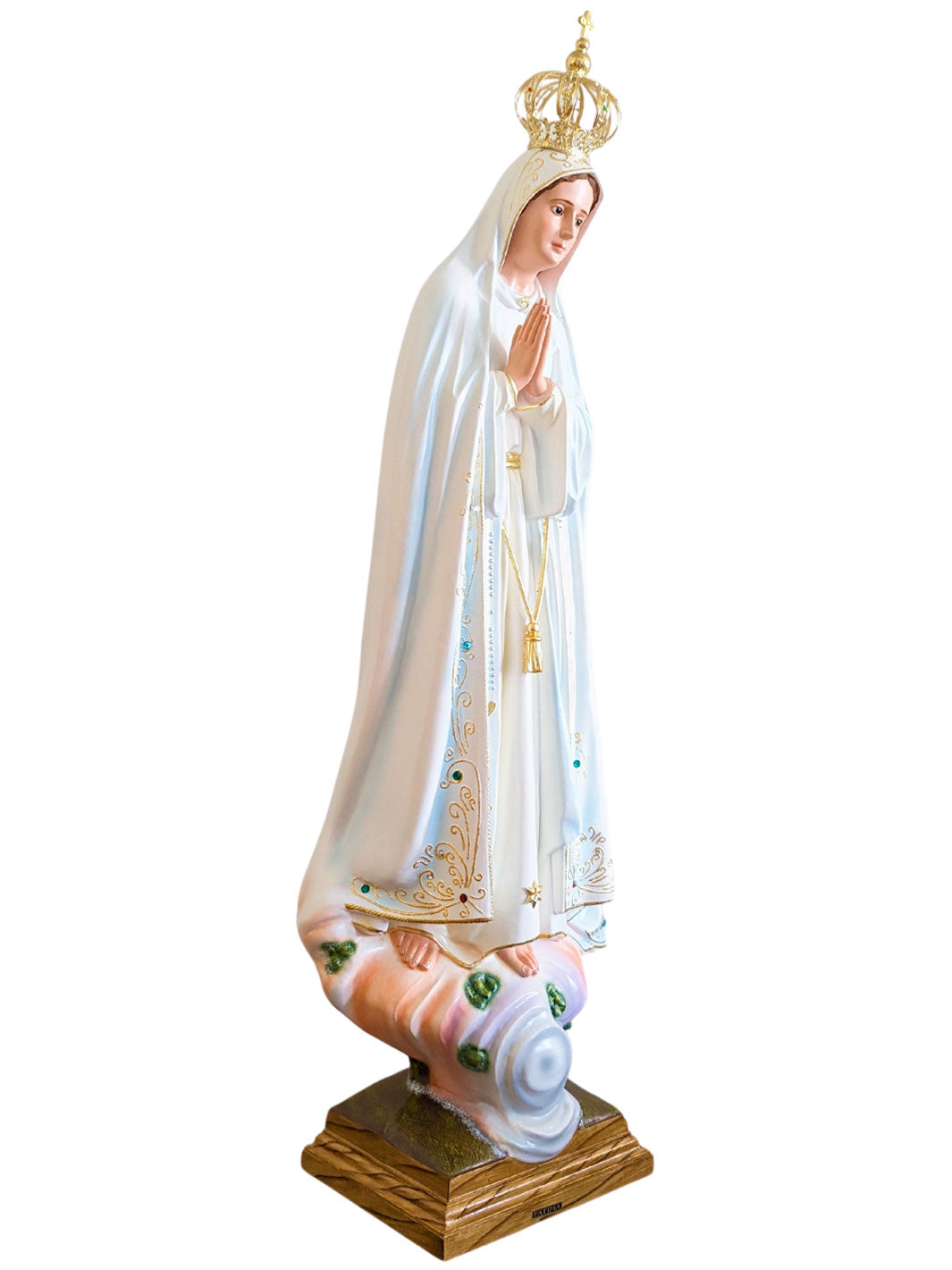 45 Inch Glass Eyes Our Lady of Fatima Statue Made in Portugal