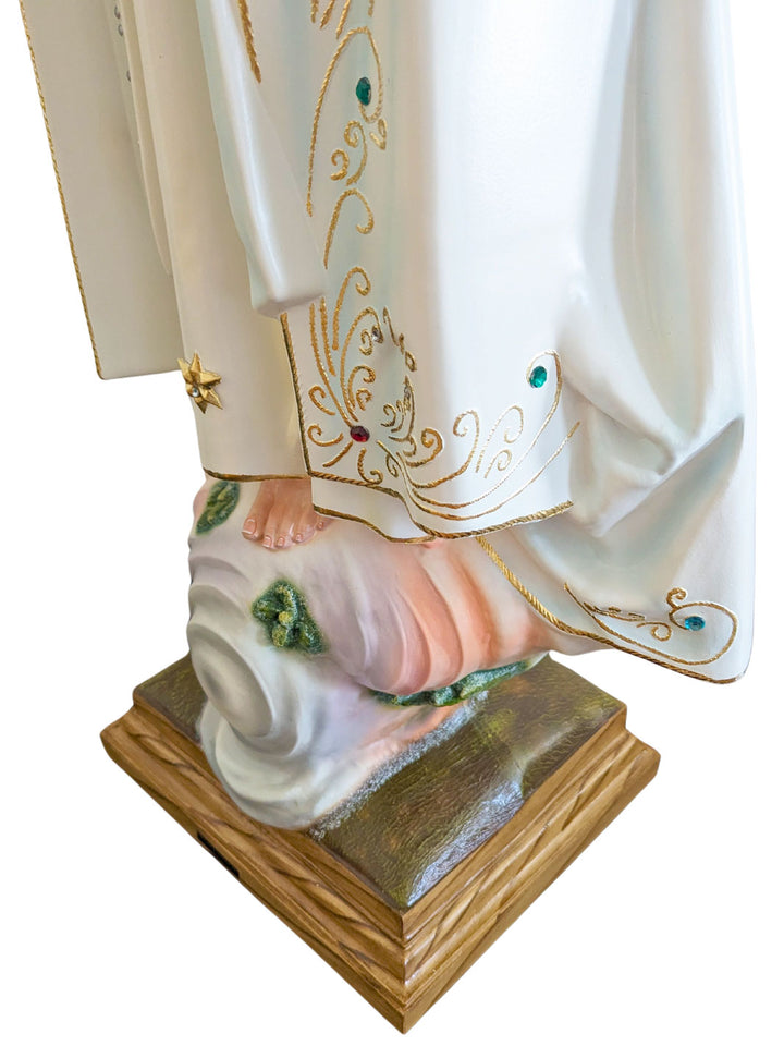 45 Inch Glass Eyes Our Lady of Fatima Statue Made in Portugal