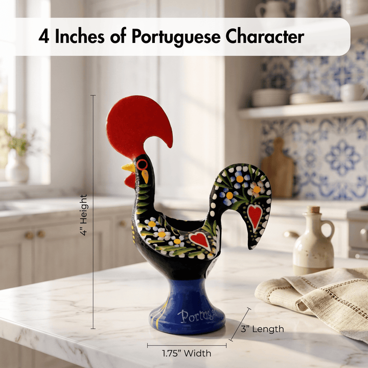 4 Inch Good Luck Traditional Portuguese Rooster Toothpick Holder