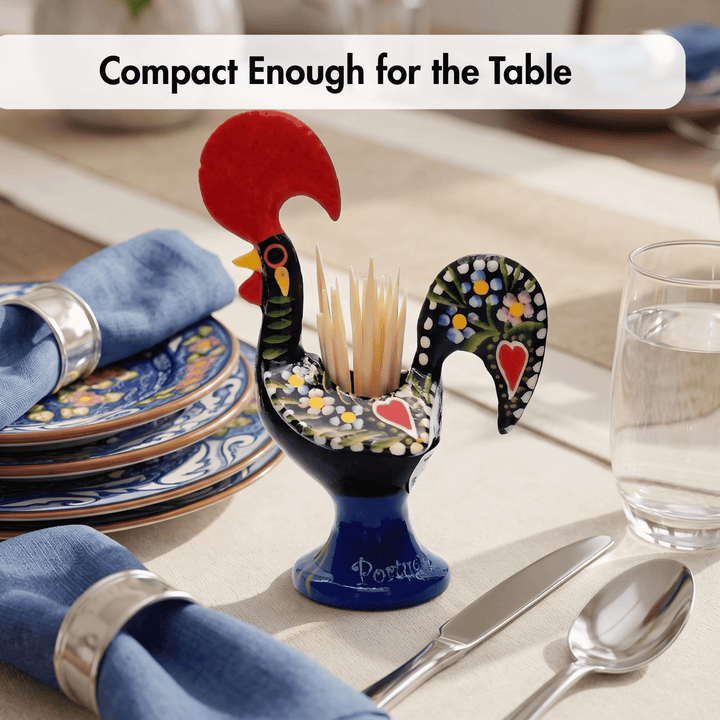 4 Inch Good Luck Traditional Portuguese Rooster Toothpick Holder
