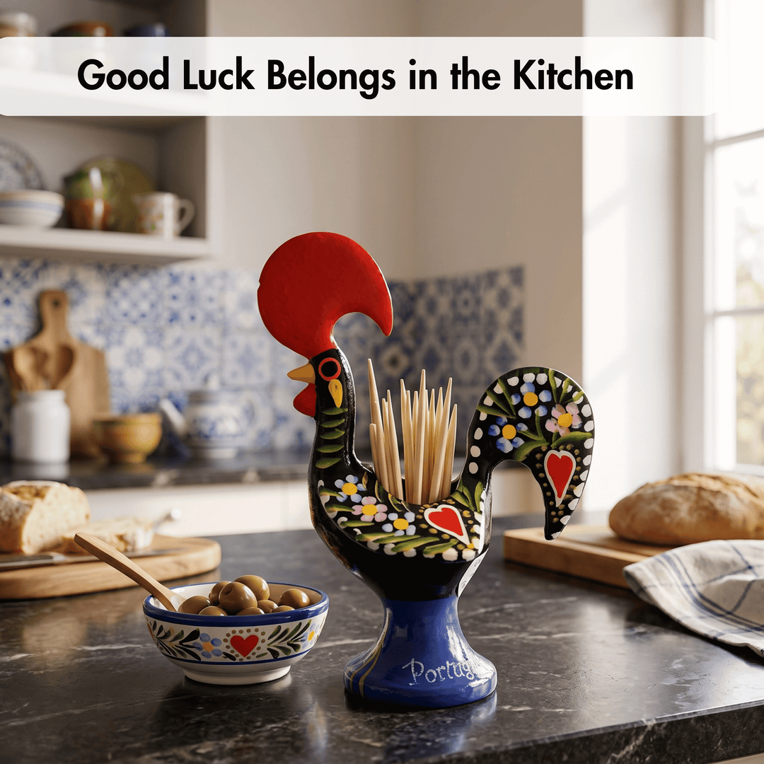 4 Inch Good Luck Traditional Portuguese Rooster Toothpick Holder