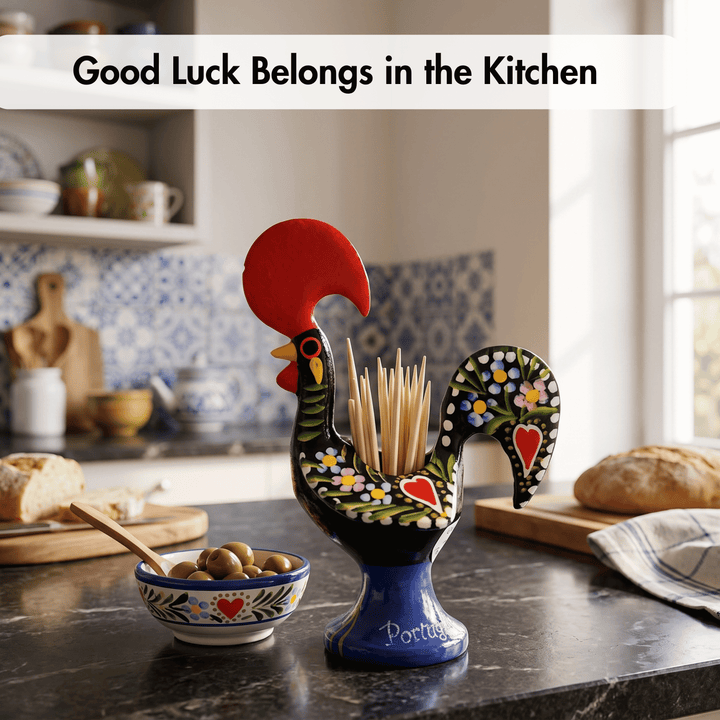 4 Inch Good Luck Traditional Portuguese Rooster Toothpick Holder