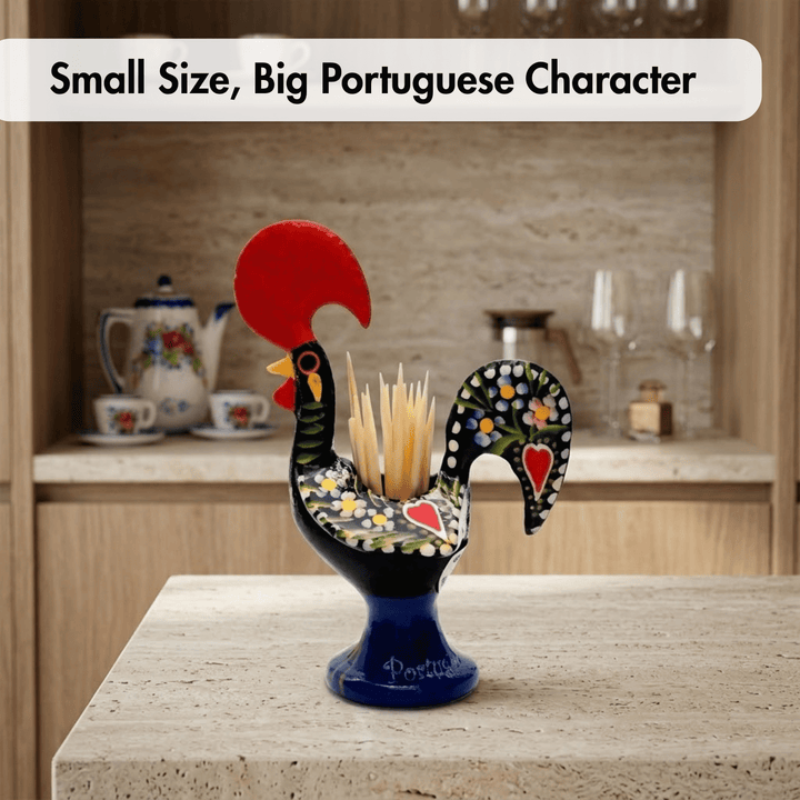 4 Inch Good Luck Traditional Portuguese Rooster Toothpick Holder
