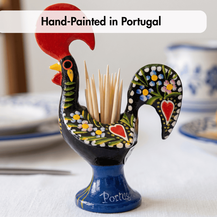 4 Inch Good Luck Traditional Portuguese Rooster Toothpick Holder
