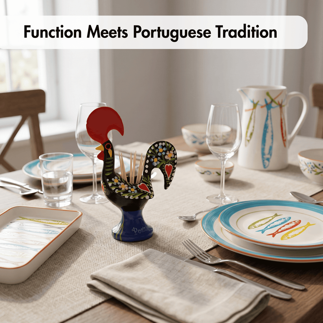 4 Inch Good Luck Traditional Portuguese Rooster Toothpick Holder