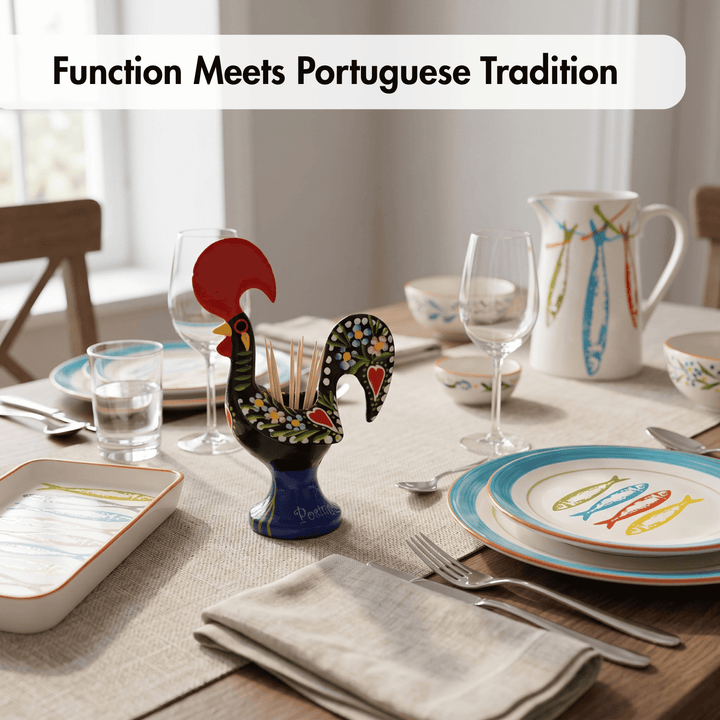 4 Inch Good Luck Traditional Portuguese Rooster Toothpick Holder