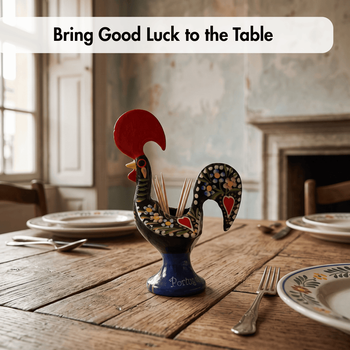 4 Inch Good Luck Traditional Portuguese Rooster Toothpick Holder