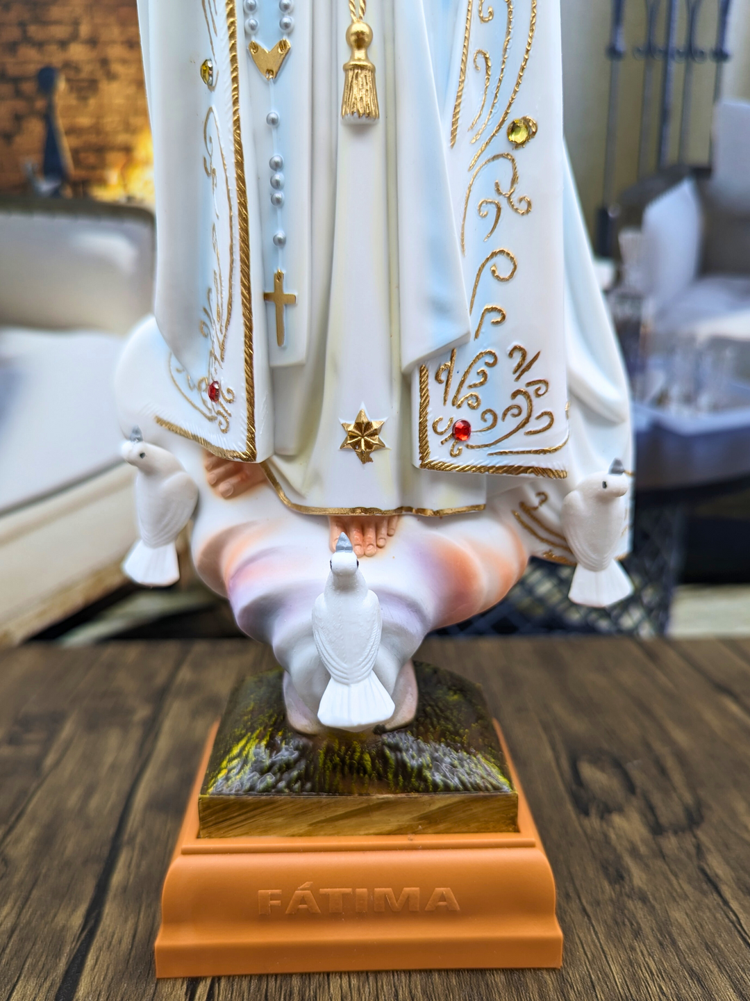 15 Inch Glass Eyes Our Lady of Fatima Statue Made in Portugal