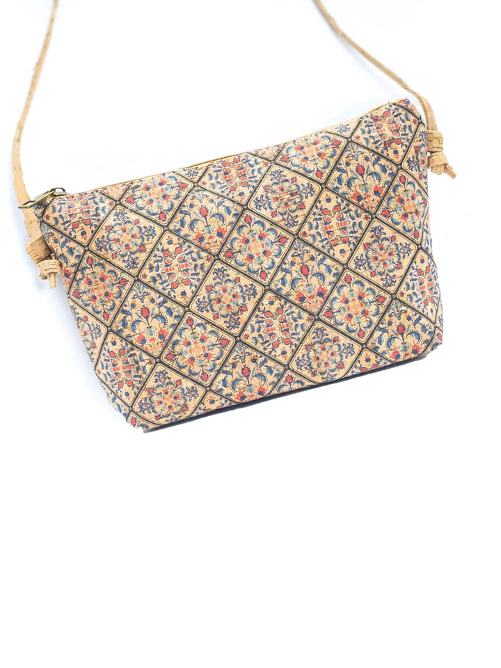 Tile Pattern Portuguese Cork Crossbody Purse for Women