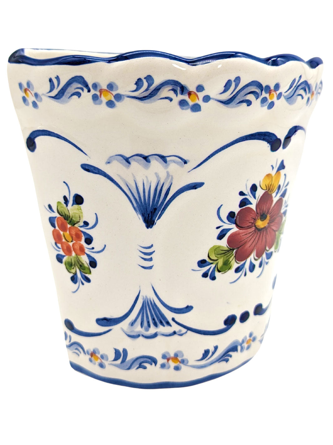 Hand Painted Portuguese Pottery Alcobaça Ceramic Wall Planter Flower Pot