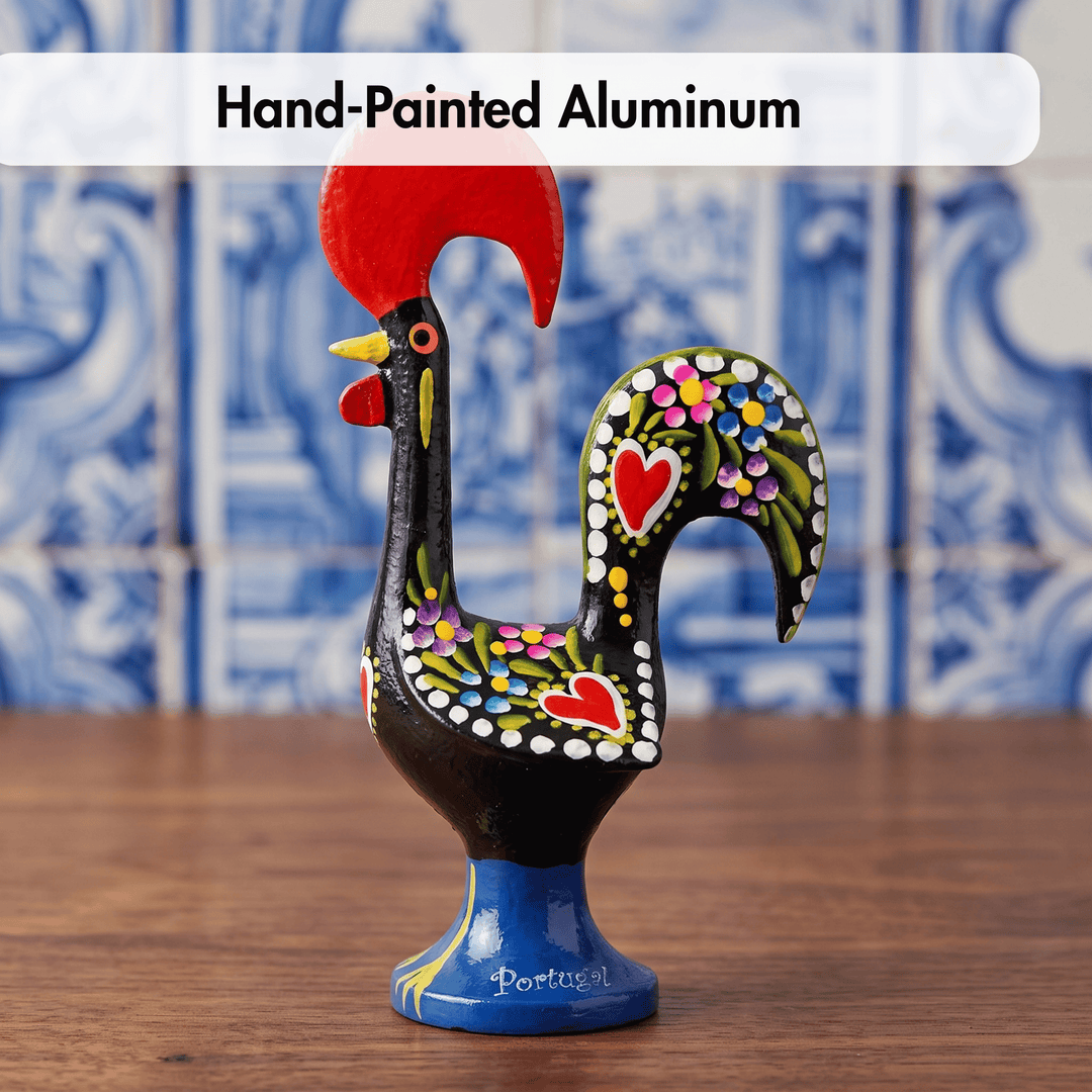 6 Inch Good Luck Portuguese Rooster Barcelos Metallic Figurine