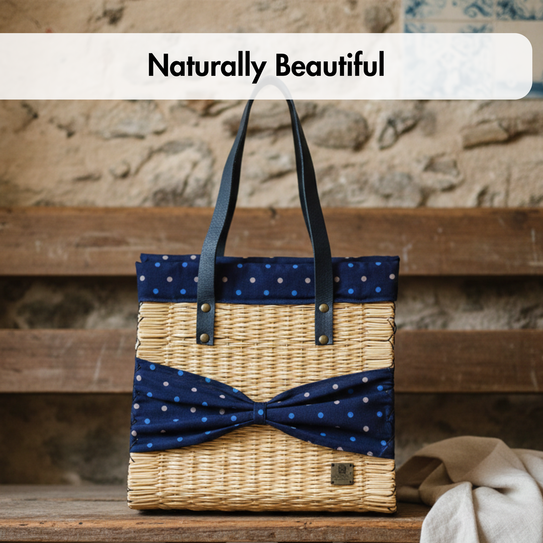 Handmade Wicker Straw Basket Beach Tote Bag for Women Made in Portugal