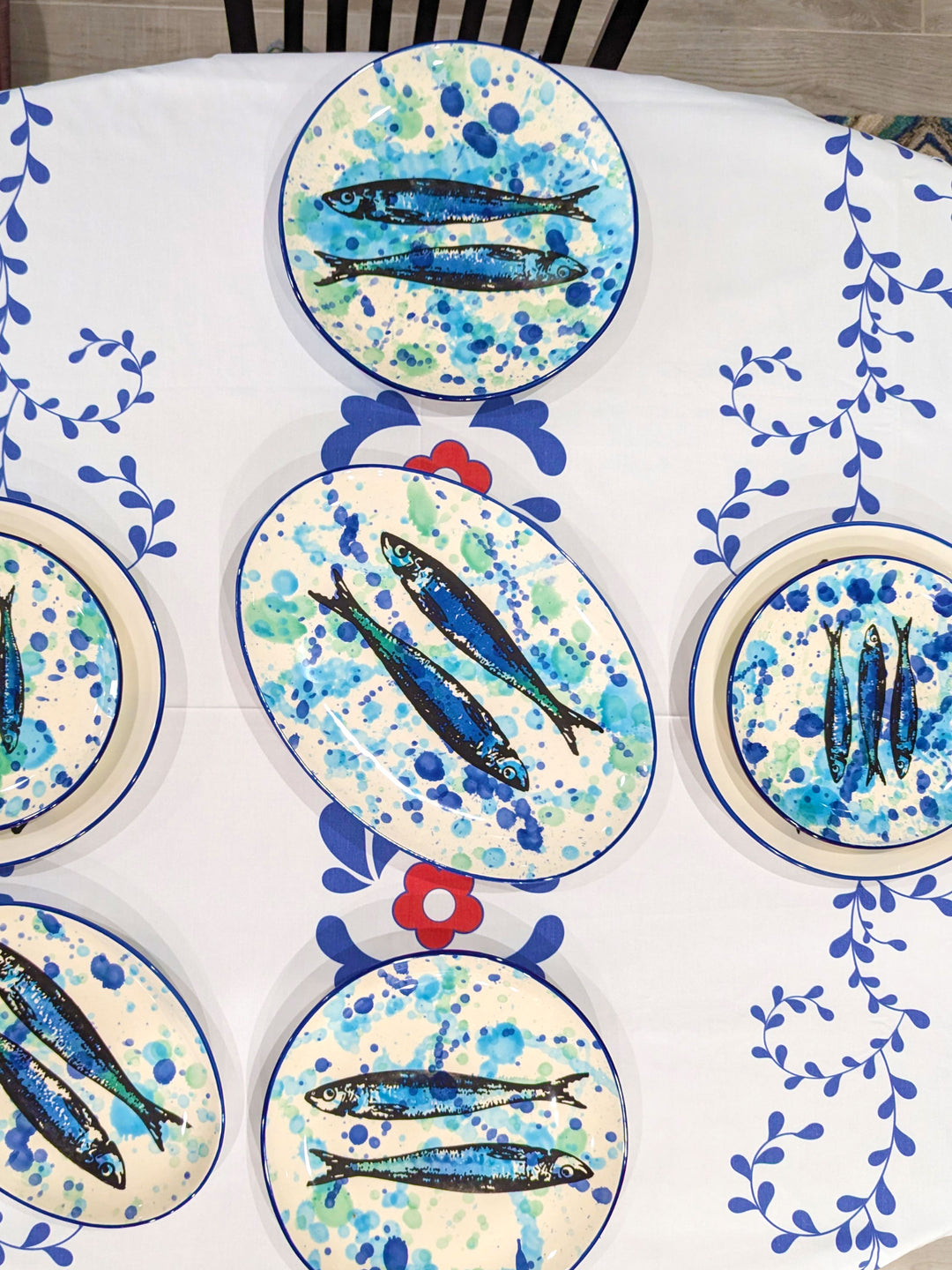 Portuguese Pottery Ceramic Dinner Plate - Splash Sardines