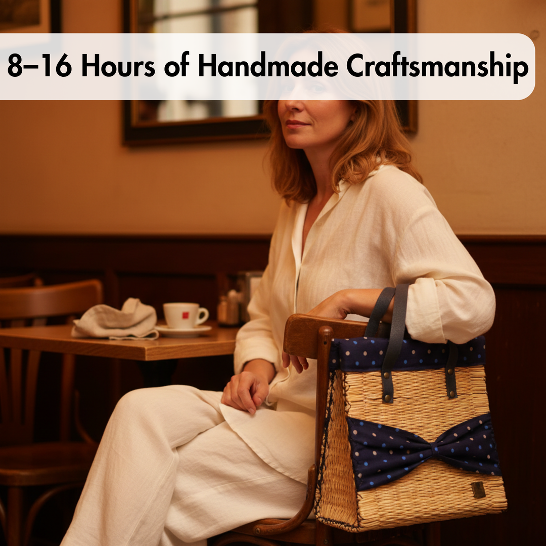 Handmade Wicker Straw Basket Beach Tote Bag for Women Made in Portugal
