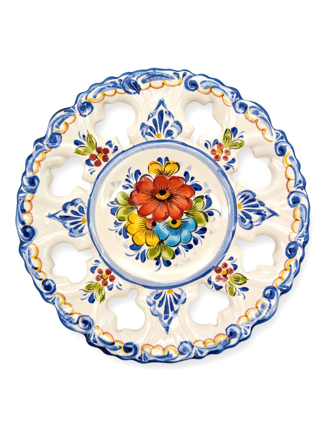 8.25-Inch Hand-Painted Alcobaça Ceramic Decorative Plate