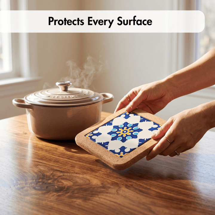 Portuguese Tiles Trivet with Cork Base