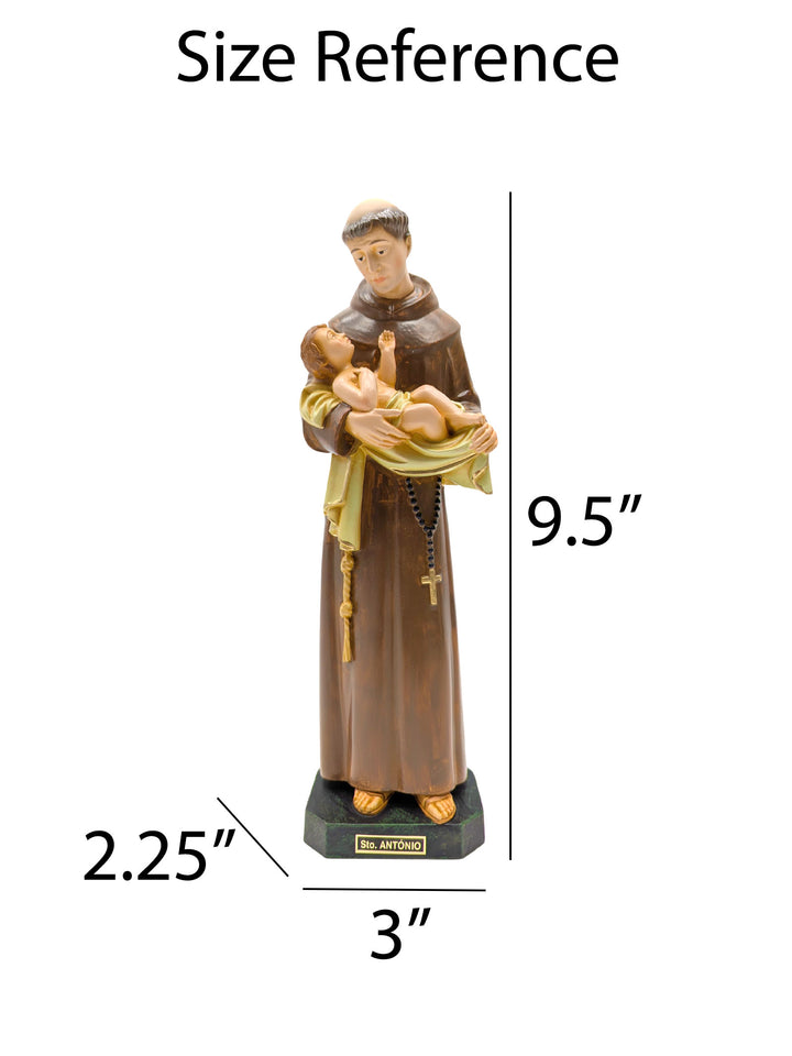 9.5 Inch Hand-Painted Saint Anthony Statue Made in Portugal