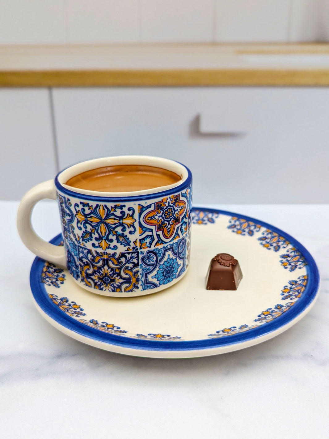 Alcobaça Ceramic Hand Painted Coffee Espresso Cups – Set of 4