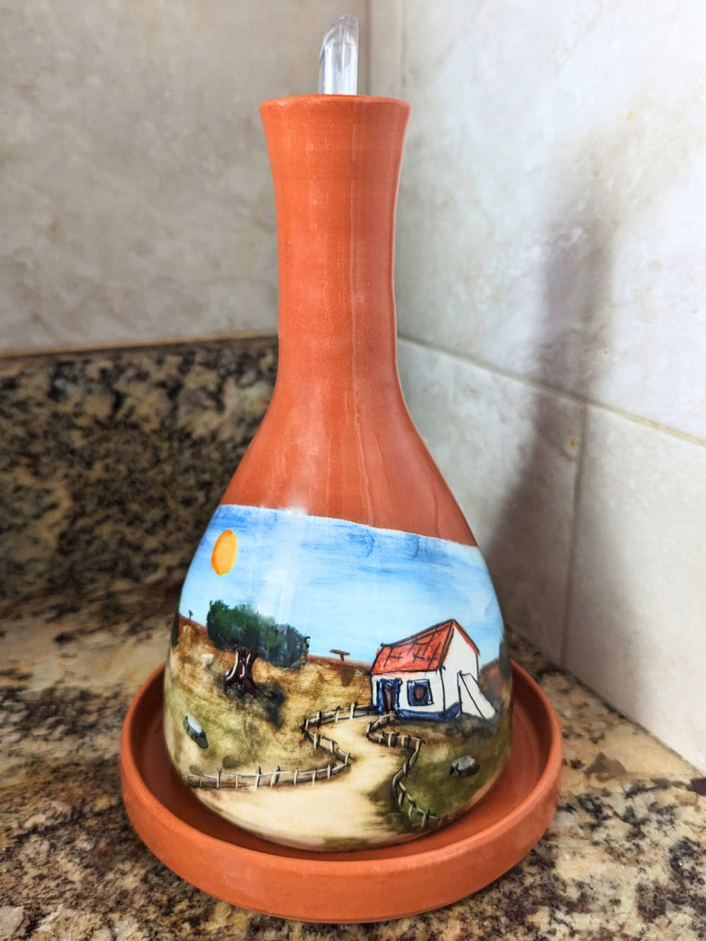 Alentejo Handcrafted Portuguese Pottery Ceramic Olive Oil Dispenser