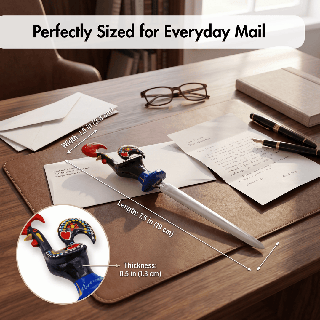 Aluminum Portuguese Rooster Letter Opener Envelope Slitter