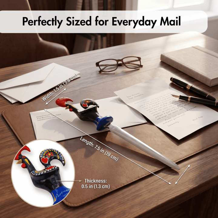Aluminum Portuguese Rooster Letter Opener Envelope Slitter