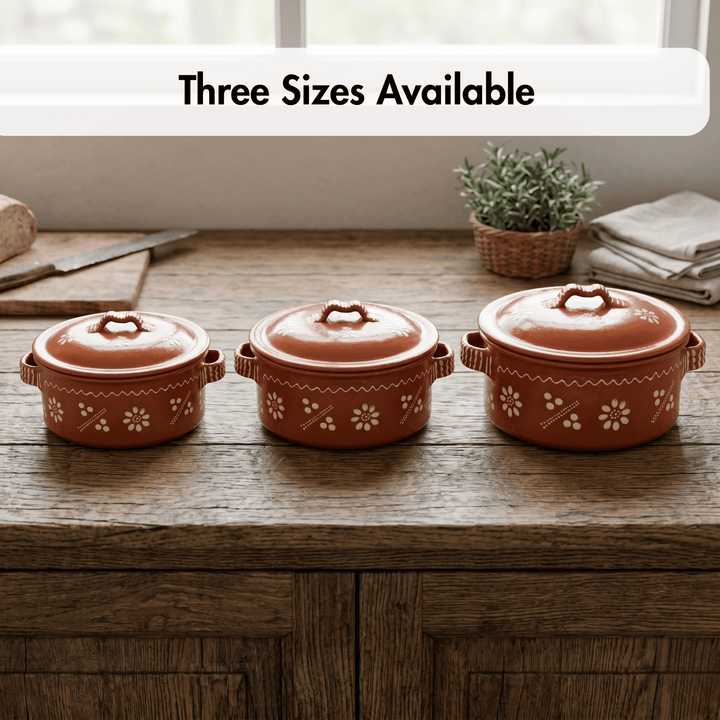 Portuguese Pottery Terracotta Glazed Clay Cooking Pot With Lid