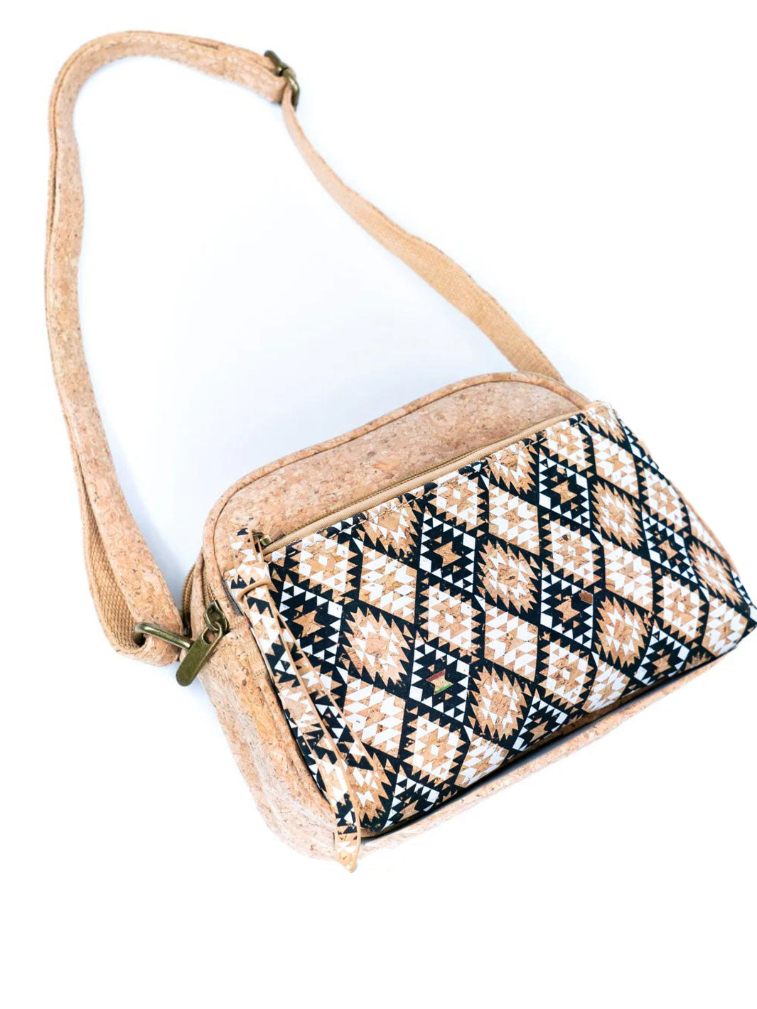 Black and White Natural Cork Women's Crossbody Bag