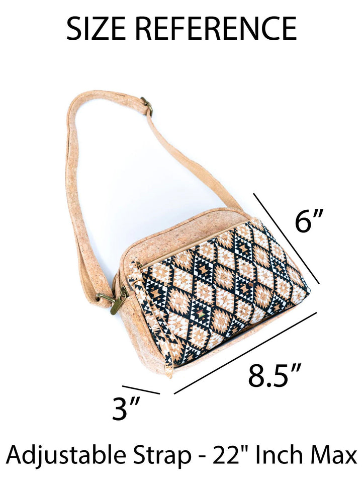 Black and White Natural Cork Women's Crossbody Bag