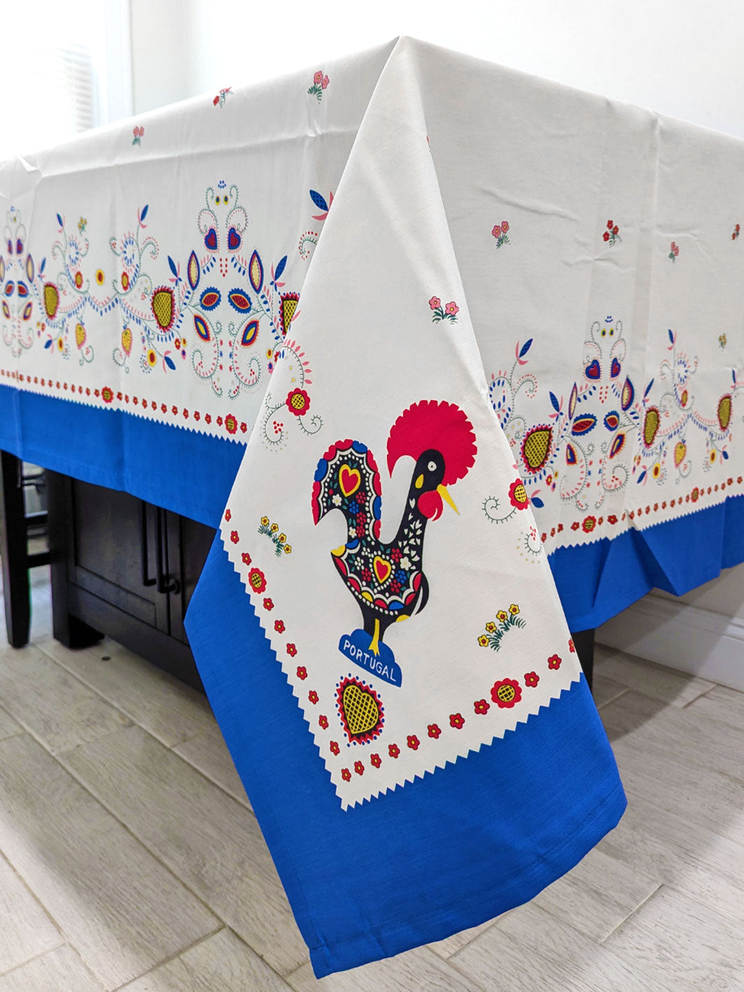 Blue Tablecloth with Galo de Barcelos & Viana Embroidery