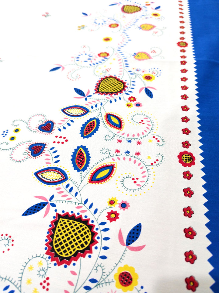 Blue Tablecloth with Galo de Barcelos & Viana Embroidery