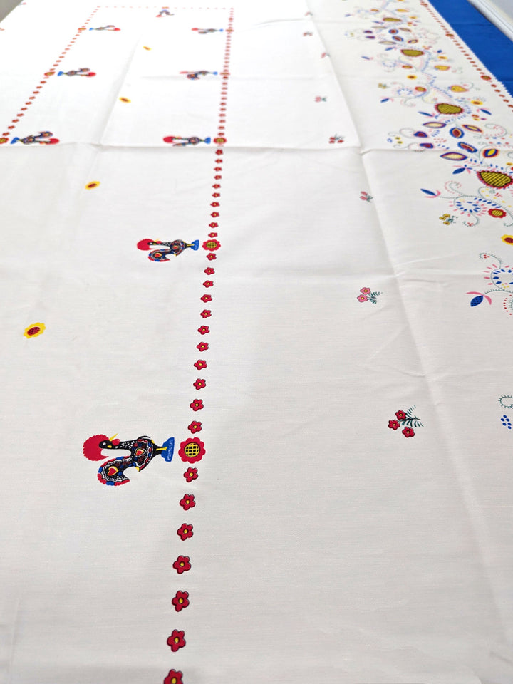 Blue Tablecloth with Galo de Barcelos & Viana Embroidery