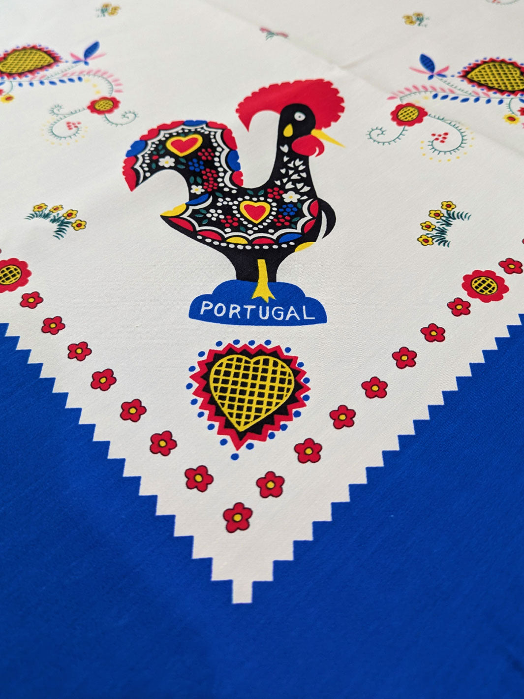 Blue Tablecloth with Galo de Barcelos & Viana Embroidery