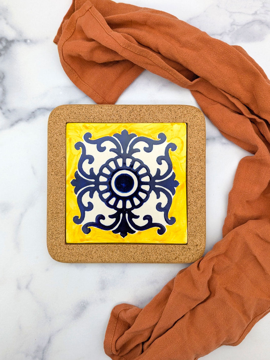 Portuguese Tiles Trivet with Cork Base