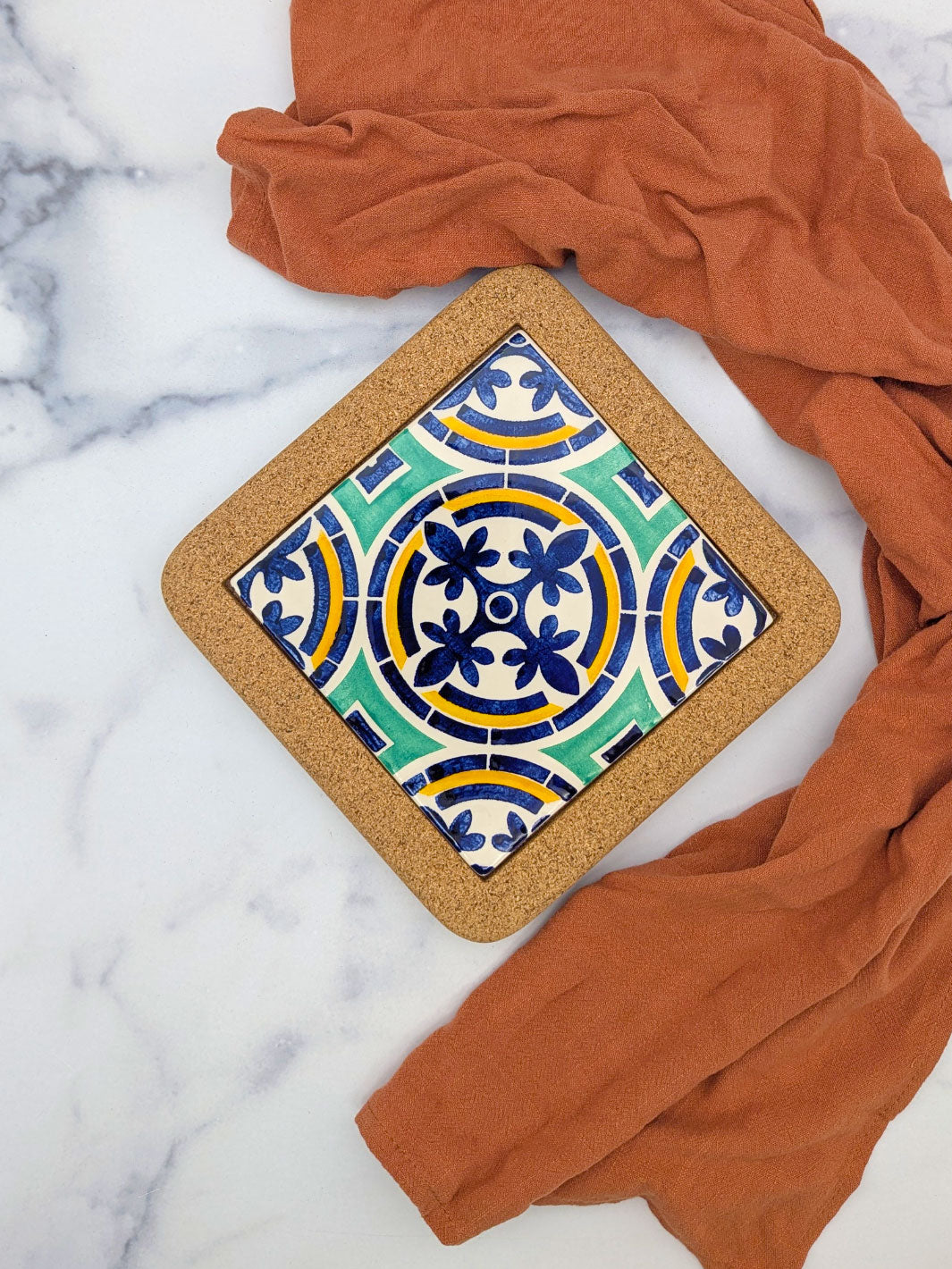 Portuguese Tiles Trivet with Cork Base