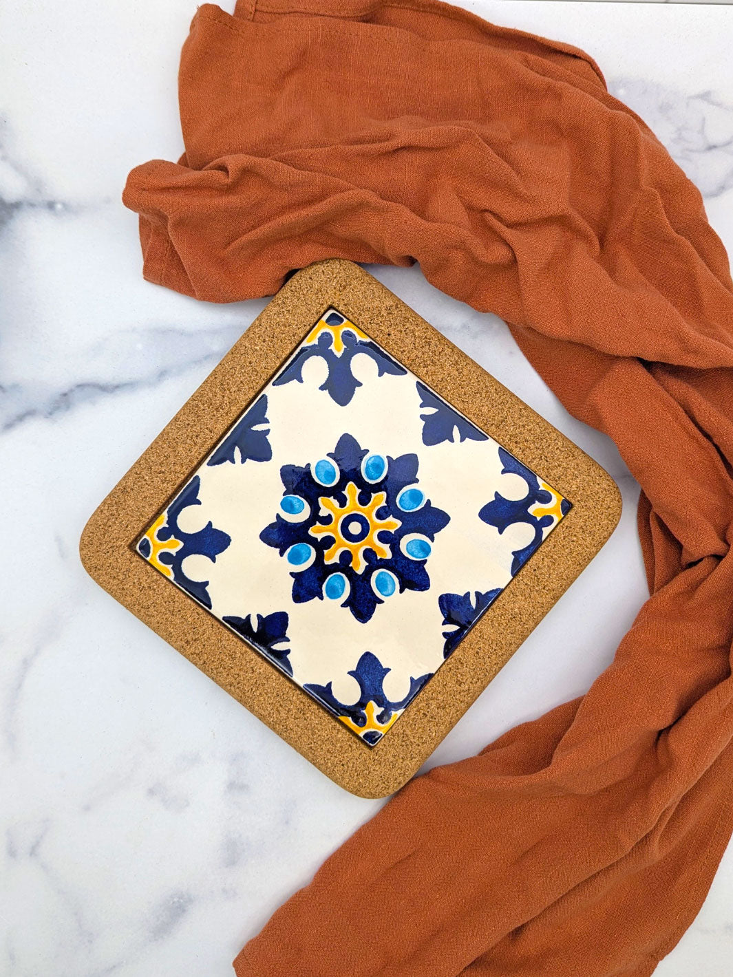 Portuguese Tiles Trivet with Cork Base