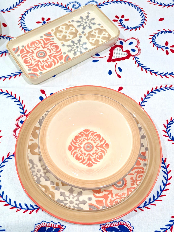 Ceramic Dessert Plate - Mosaic Rose